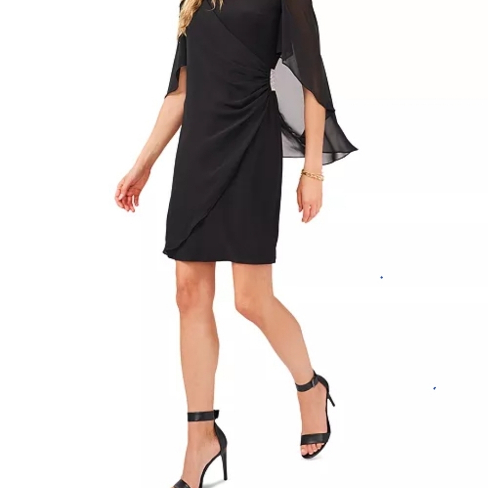 Chic Asymmetrical Black Dress with Rhinestone Detail